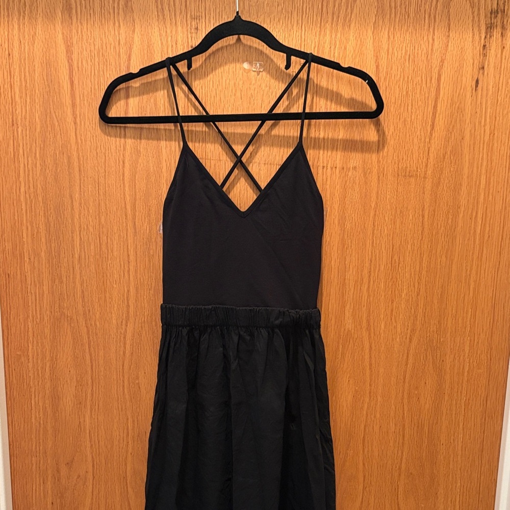Theory Black Strap Detail Strapless-Style Evening Dress